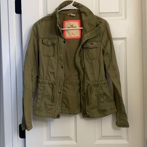 Hollister army green light jacket small